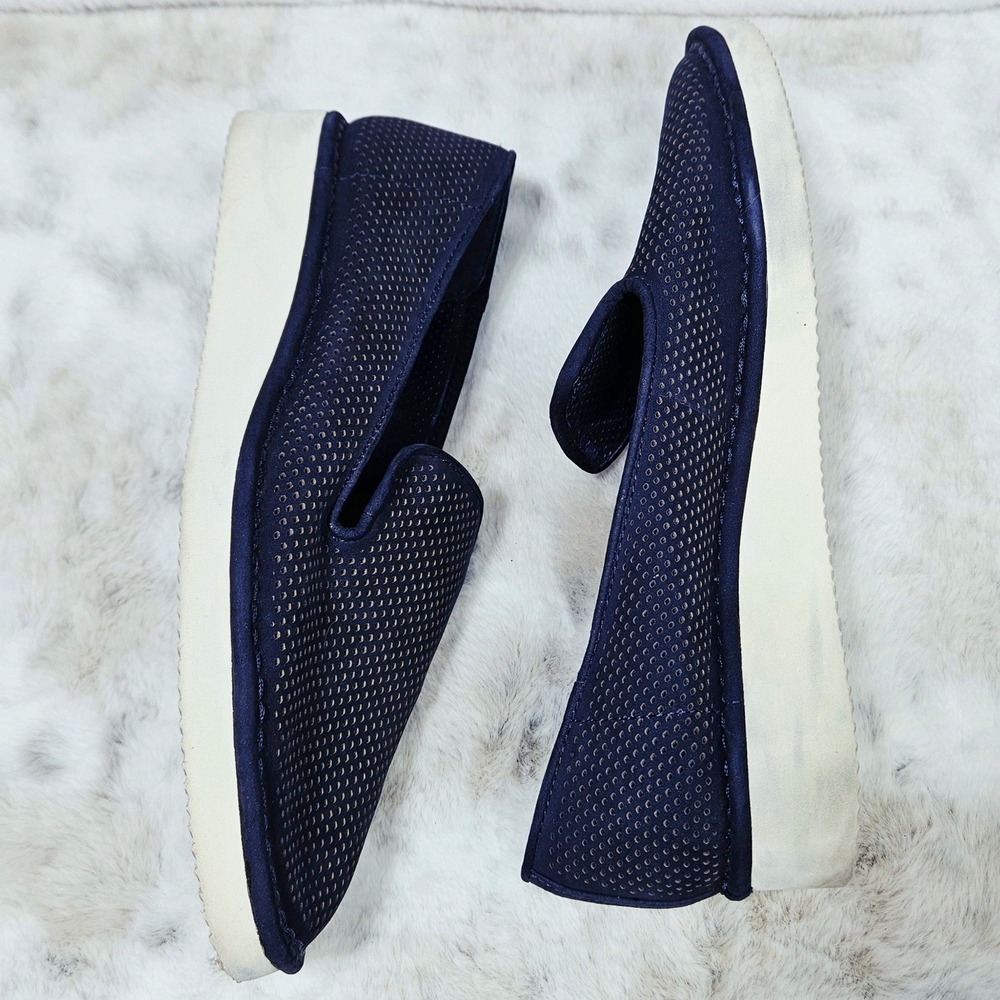 Vince Camuto Navy Blue Perforated Leather Gwenna Slip On Sneaker 6.5M - Picture 2 of 8